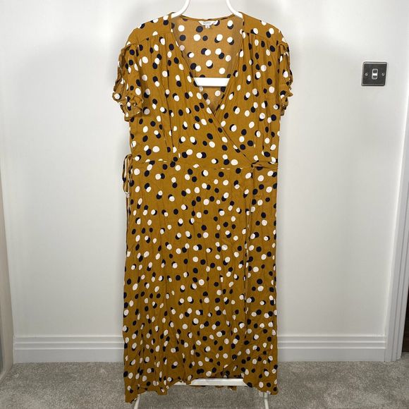 Dresses & Skirts - Poetry Wrap Maxi Dress Polka Dot Wedding Summer Holiday Cocktail Yellow Size 16